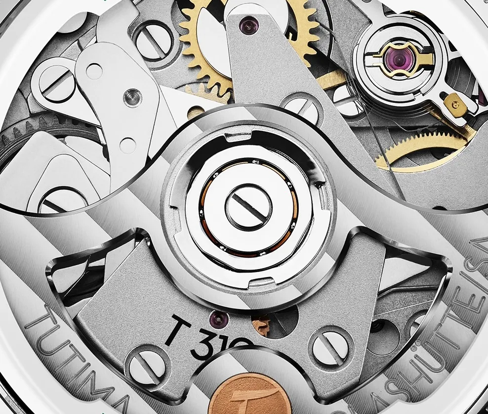 Caliber 310 automatic chronograph — balance wheel, gear train, Tutima Glashütte/SA