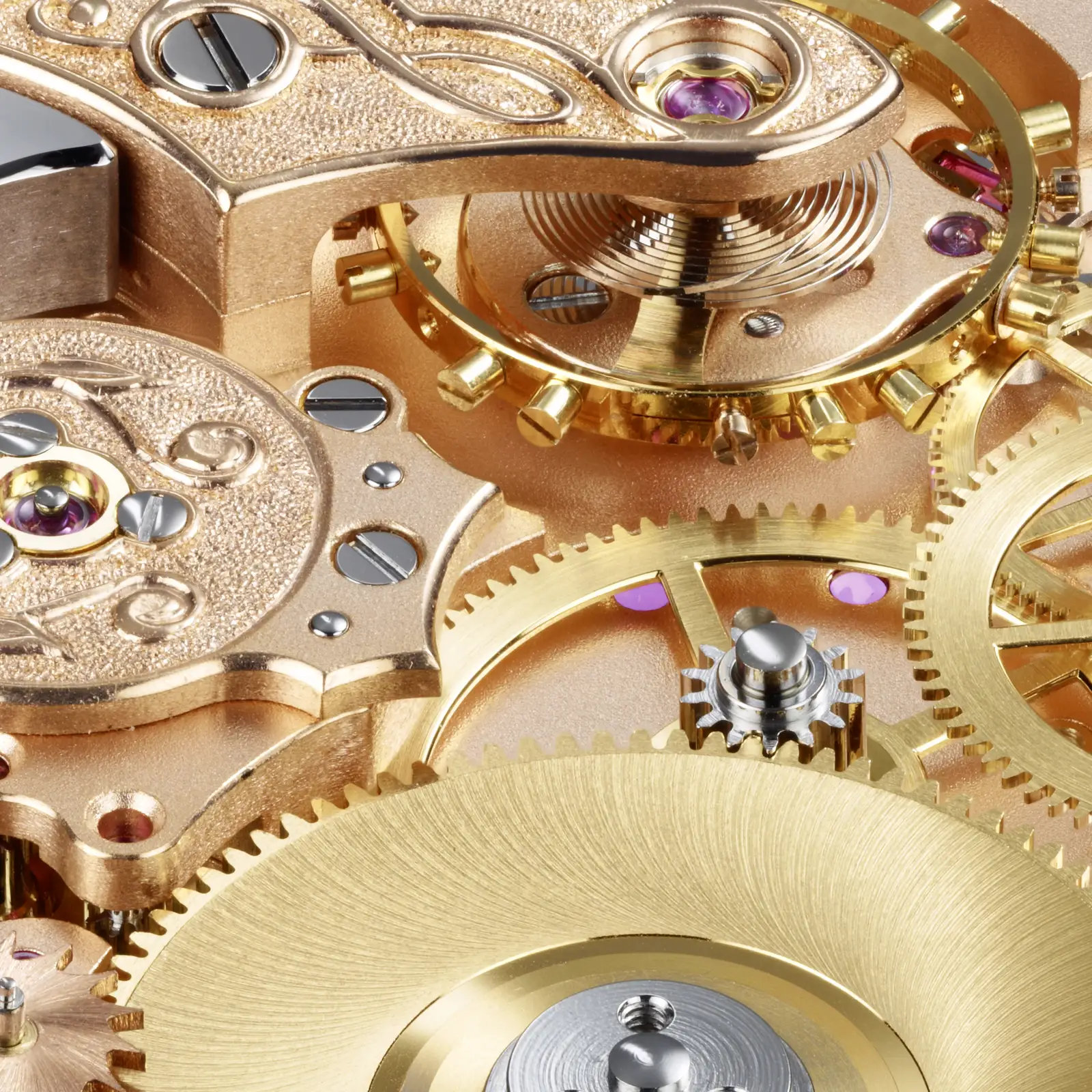 Caliber 800 — hand-engraved balance cock, balance wheel with Breguet overcoil hairspring