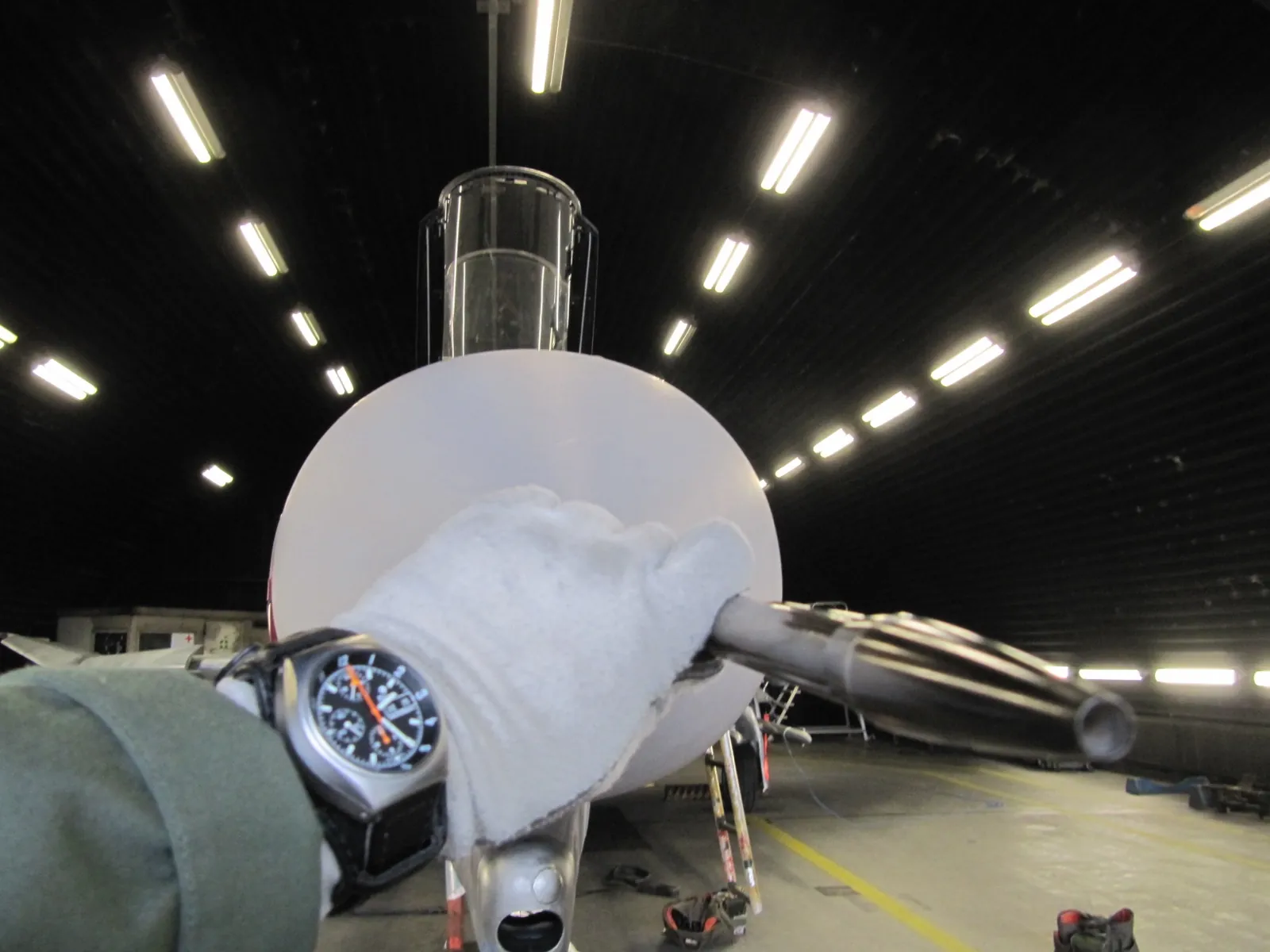 F-4 Phantom in maintenance hangar