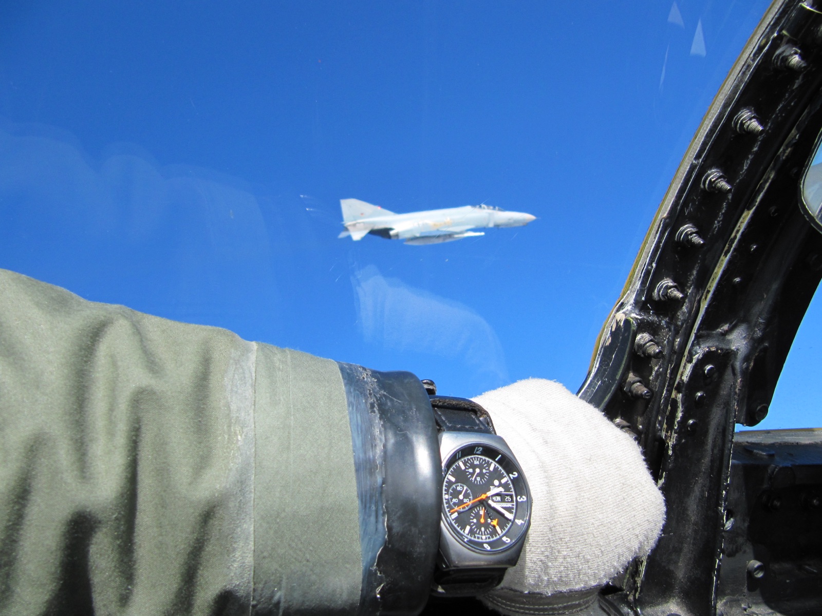 Phantom pilot against open sky