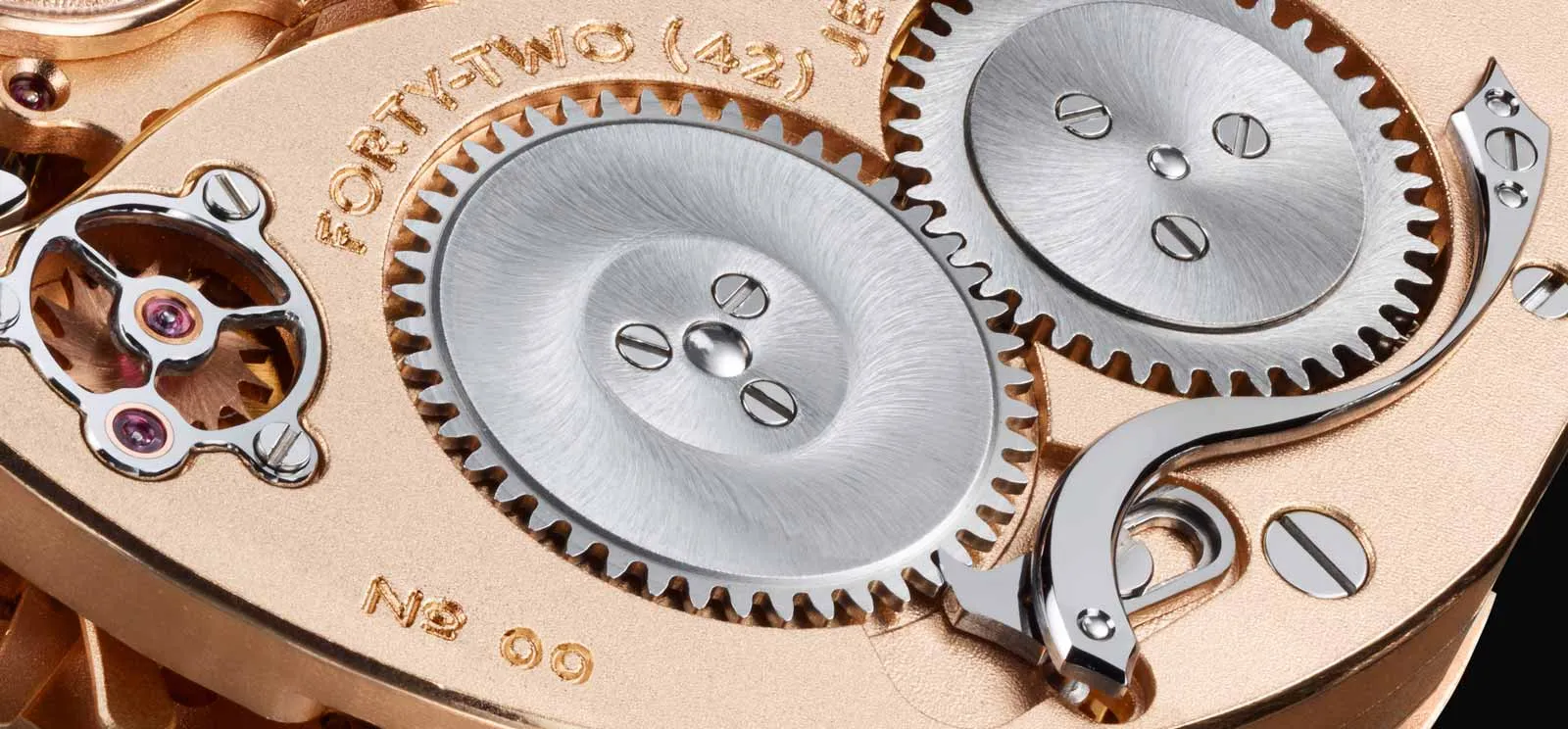 Cal. 800 barrel bridge — FORTY-TWO (42) JEWELS engraving, solar finish